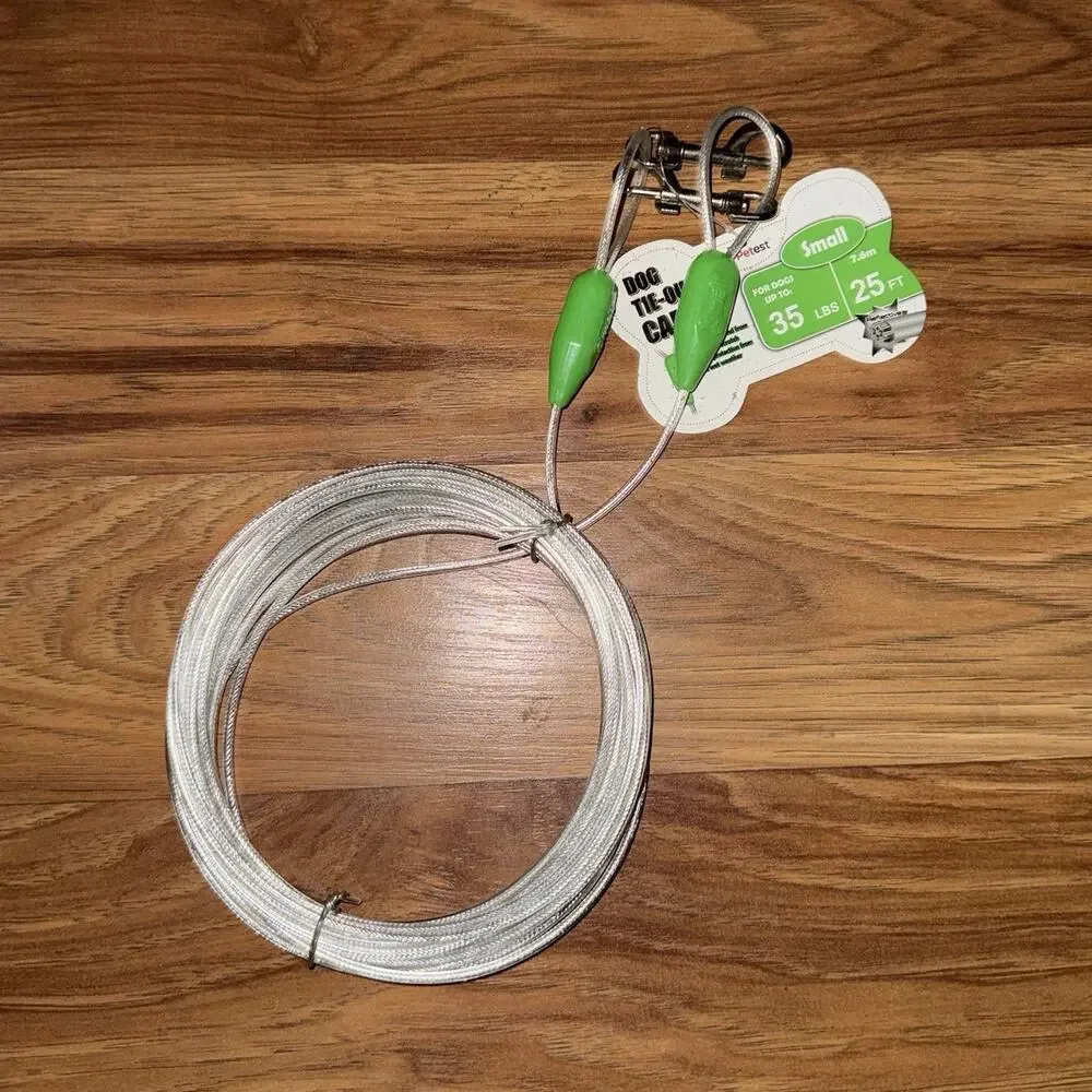 petest Reflective Dog Tie-Out Cable 25 ft Small for Dogs Up to 35 lb